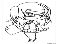 Gacha Life'taki okullu kız Boyama Sayfası