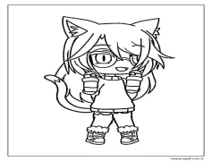 Gacha Life'tan akıllı kız Boyama Sayfası