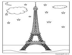Gece Eyfel Kulesi Boyama Sayfası