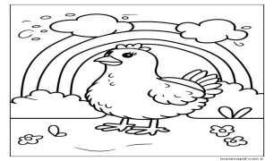 Gökkuşağı Tavuk Boyama Sayfası