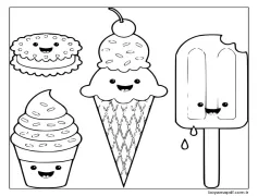 Görüntü Kawaii Yemek Boyama Sayfası