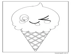 Görüntü Kawaii Yemek ücretsiz Boyama Sayfası