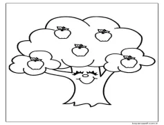 Gülümseyen Elma Ağacı Boyama Sayfası