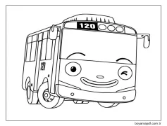 Gülümseyen Otobüs Boyama Sayfası