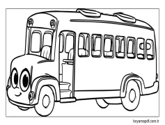 Gülümseyen Sihirli Okul Otobüs Boyama Sayfası