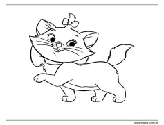 Güzel bir yay ile Kedi Yavrusu Boyama Sayfası