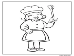 Güzel Kız Aşçı Boyama Sayfası