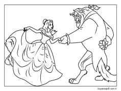 Güzel ve Canavar Dansı Boyama Sayfası