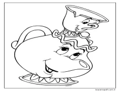 Güzel ve Çirkin'den Chip ve Bayan Potts'u çizin Boyama Sayfası