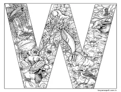 Harf W Hayvan Boyama Sayfası