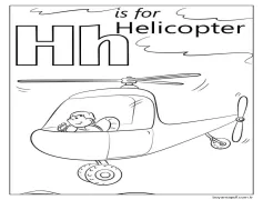 Helikopter Harf H Boyama Sayfası