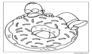 Homer Simpson Donut Yiyor Boyama Sayfası
