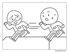 İki Kişilik Kalamar Oyunu Koşusu Boyama Sayfası