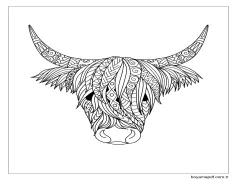 İnek Kafası Mandala Boyama Sayfası