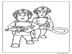 İtfaiyeci Sam ve Takım Arkadaşları Hortum Tutuyor Boyama Sayfası