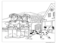 Itfaiyeci Sam ve Takim Arkadaslari kopekle Boyama Sayfası