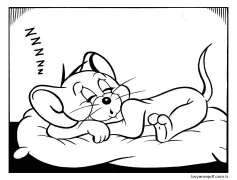 Jerry Uyuyan Boyama Sayfası