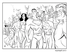 Justice League Süper Kahramanları çizin Boyama Sayfası
