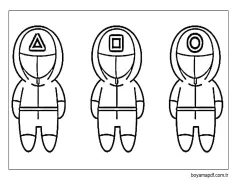 Kalamar Oyunu Chibi'den Kızıl Muhafız Üniformalı üç Kişi Boyama Sayfası