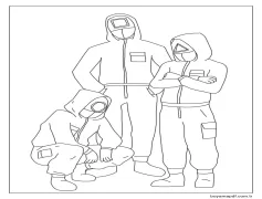 Kalamar Oyunundan Üç Kırmızı Muhafız Üniforması Boyama Sayfası