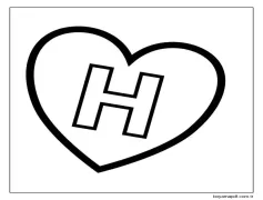 Kalbinde H Harfi Boyama Sayfası