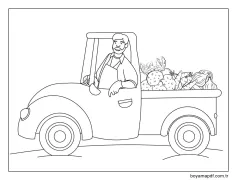 Kamyonet Çiftçi Çizimleri Boyama Sayfası