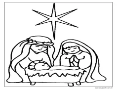 Karikatür Doğum Sahnesi Boyama Sayfası