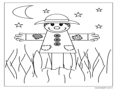 Karikatür Korkuluk Boyama Sayfası