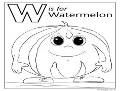 Karpuz Harf W Boyama Sayfası