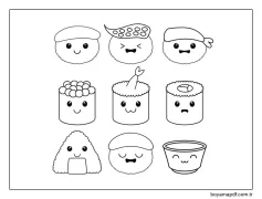 Kawaii Yemek 1 Boyama Sayfası