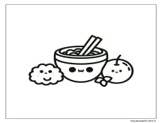 Kawaii Yemek 3 Boyama Sayfası