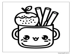 Kawaii Yemek 4 Boyama Sayfası