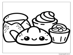 Kawaii Yemek 5 Boyama Sayfası