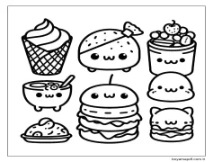 Kawaii Yemek 7 Boyama Sayfası