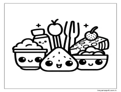 Kawaii Yemek 8 Boyama Sayfası