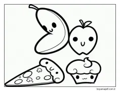 Kawaii Yemek ücretsiz Boyama Sayfası
