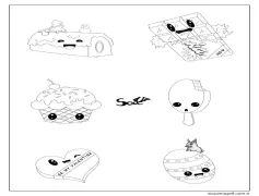 Kawaii Yemek ücretsiz Kolay Boyama Sayfası