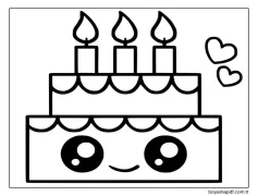 Kawaii Yemek ücretsiz yazdırılabilir basit Boyama Sayfası