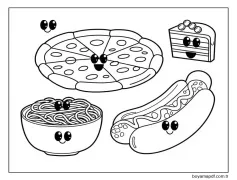 Kawaii Yemek ücretsiz yazdırılabilir Kolay Boyama Sayfası