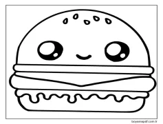 Kawaii Yemek ücretsiz yazdırılabilir temel Boyama Sayfası