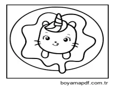 Kedi Tek Boynuzlu Daire Boyama Sayfası