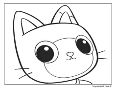 Kedi yüz Sevimli Boyama Sayfası