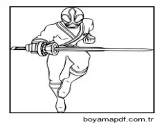 Kılıç Tutan Kırmızı Samuray Korucusu Boyama Sayfası