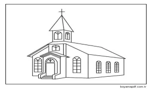 Kilise Görseli Boyama Sayfası