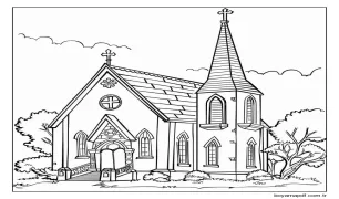Kilise Ücretsiz Boyama Sayfası