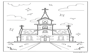 Kilise Yazdırılabilir Boyama Sayfası