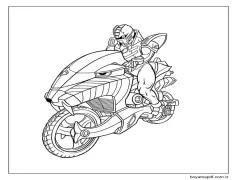Kırmızı Rangers Motosiklet Sürüyor Boyama Sayfası
