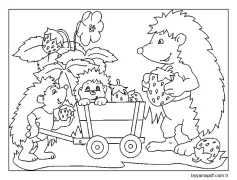 Kirpi Ailesi Boyama Sayfası