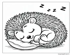 Kirpi uyuyor Boyama Sayfası
