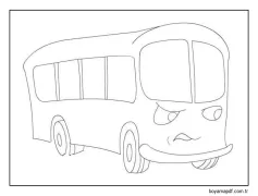 Kızgın Okul Otobüs Boyama Sayfası